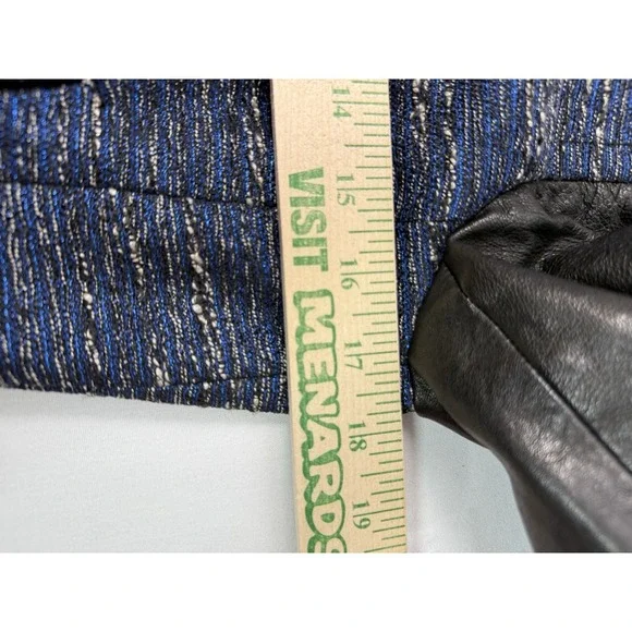 Madewell Womens Blue Heather Black Colorblock Full Zip Leather‎ Bomber Jacket XS - Picture 9 of 9